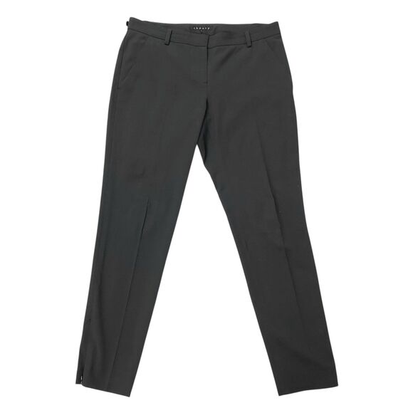 Theory Pants Womens 8 Dark Gray Flat Front Wool Blend Ankle Zip Office Career - Picture 1 of 12